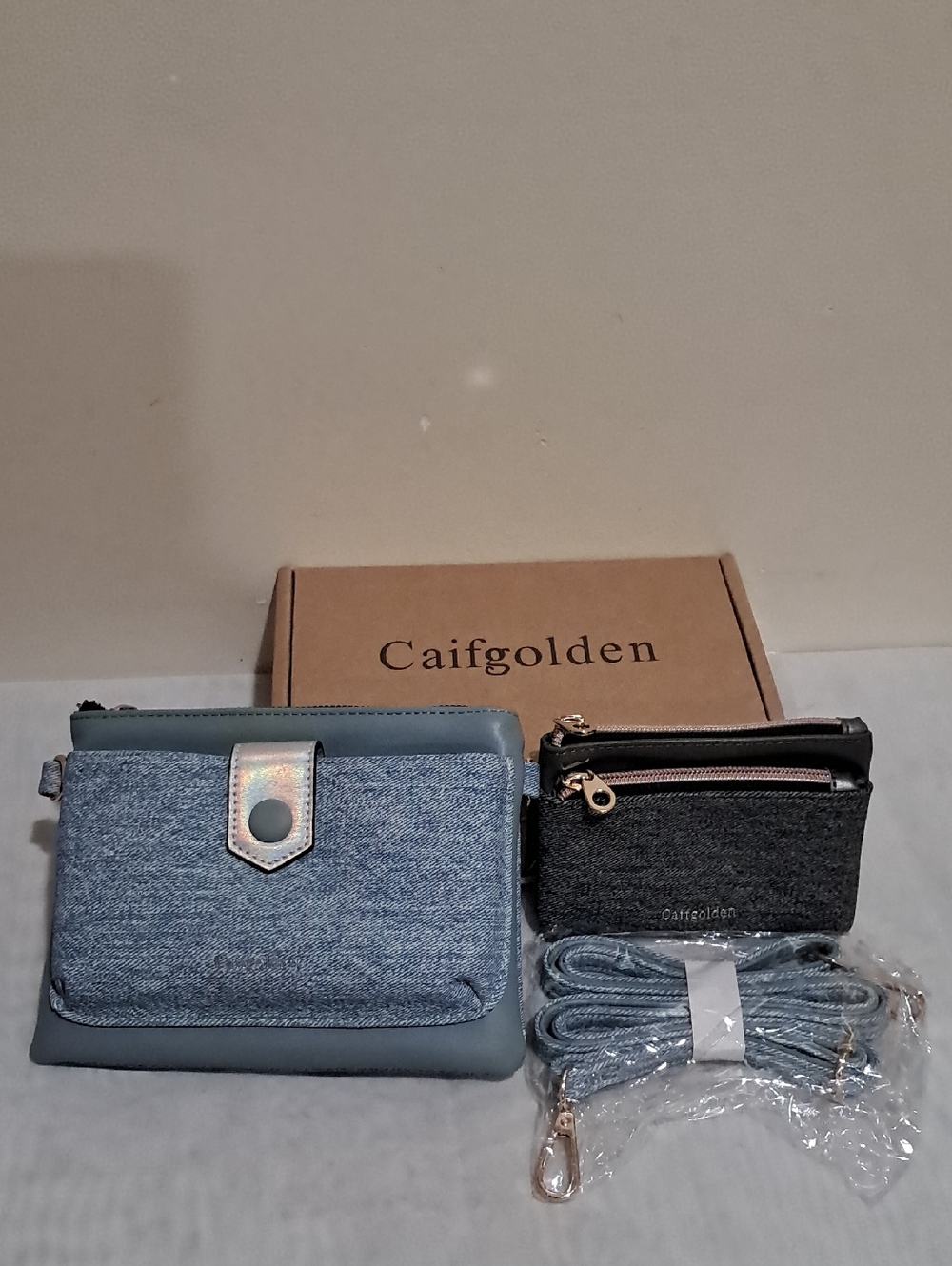 Women's Denim-Accent Blue Crossbody Bag